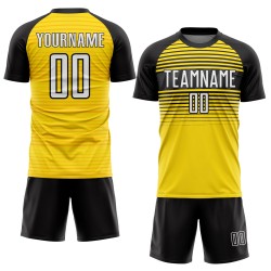 Soccer Yellow Sublimation Jersey White-Black Custom Uniform