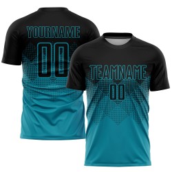 Jersey Black Custom Sublimation Soccer Teal Uniform