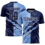 Jersey Graffiti Soccer Sublimation Pattern Navy-Light Uniform Blue Scratch Custom Jersey Graffiti Soccer Sublimation Pattern Navy-Light Uniform Blue Scratch Custom