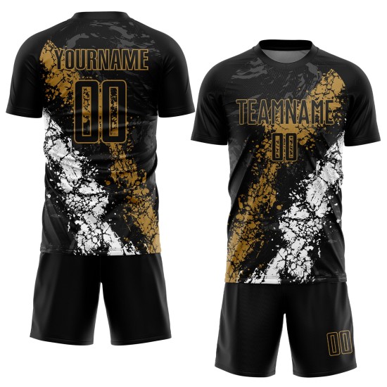 Jersey Gold-White Sublimation Black Custom Old Soccer Uniform Jersey Gold-White Sublimation Black Custom Old Soccer Uniform