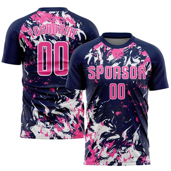Uniform Jersey Custom Soccer Navy Pink-White Sublimation Uniform Jersey Custom Soccer Navy Pink-White Sublimation