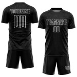 Black Soccer Geometric Jersey Sublimation Shapes Uniform Custom White Black Soccer Geometric Jersey Sublimation Shapes Uniform Custom White