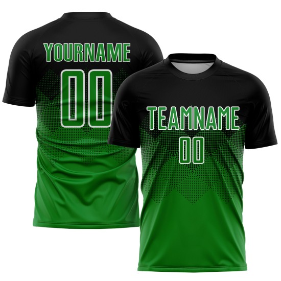 Soccer Grass Jersey Uniform Sublimation Black Green-White Custom Soccer Grass Jersey Uniform Sublimation Black Green-White Custom