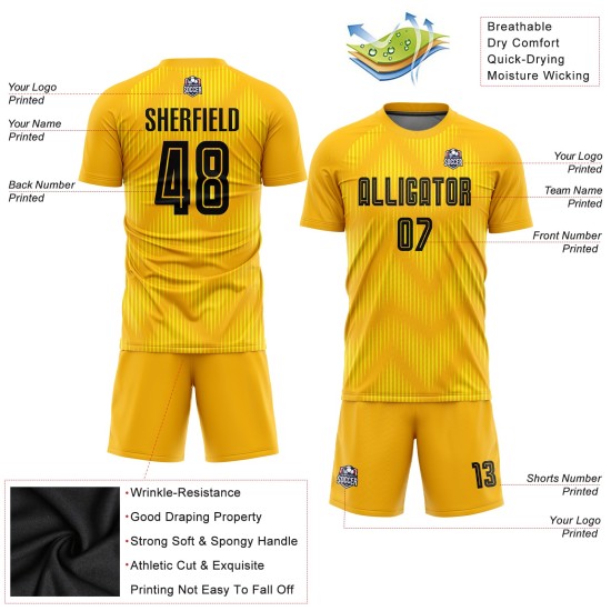 Custom Black Uniform Sublimation Gold Jersey Soccer Custom Black Uniform Sublimation Gold Jersey Soccer