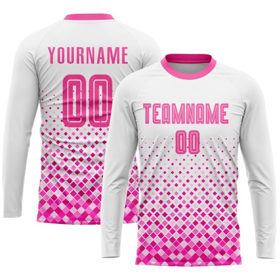 Pink Custom Jersey Soccer Uniform Sublimation White Pink Custom Jersey Soccer Uniform Sublimation White