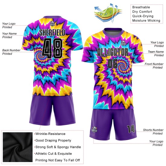 Tie Custom Soccer Uniform Black-White Dye Jersey Sublimation