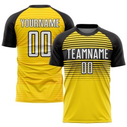 Soccer Yellow Sublimation Jersey White-Black Custom Uniform