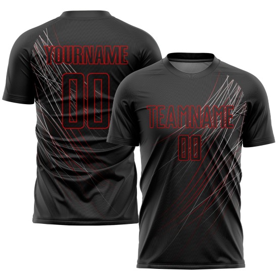 Uniform Custom Black Jersey Soccer Black-Red Sublimation