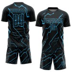 Lightning Black Soccer Sublimation Jersey Sky Blue Custom Uniform Lightning Black Soccer Sublimation Jersey Sky Blue Custom Uniform