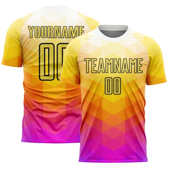Hot Shapes Soccer Geometric Custom Pink-Black Jersey Yellow Uniform Sublimation Hot Shapes Soccer Geometric Custom Pink-Black Jersey Yellow Uniform Sublimation