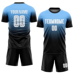 White-Black Uniform Jersey Fashion Fade Powder Soccer Blue Sublimation Custom