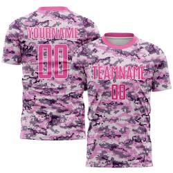Service Sublimation Salute To Jersey Pink-White Soccer Camo Uniform Custom