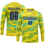 Uniform Sublimation Royal-Light Blue Custom Soccer Jersey Gold Away Uniform Sublimation Royal-Light Blue Custom Soccer Jersey Gold Away