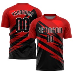 Soccer Red Uniform Black-White Sublimation Jersey Custom