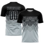 Custom Black Sublimation Soccer Silver Jersey Uniform Custom Black Sublimation Soccer Silver Jersey Uniform