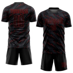 Uniform Jersey Soccer Sublimation Black Custom Red