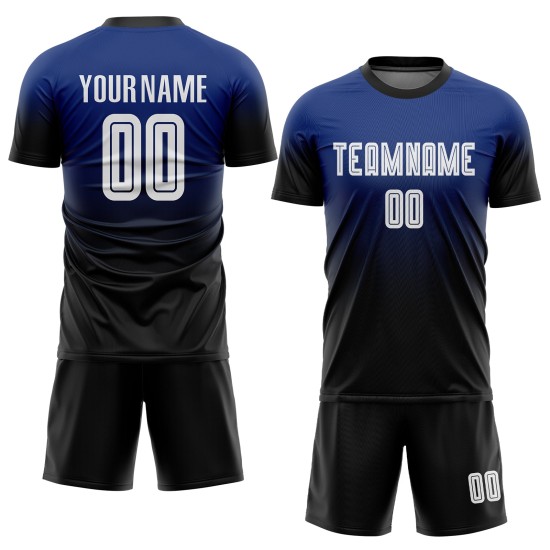 Fade Soccer Custom Jersey White-Black Royal Uniform Sublimation Fashion Fade Soccer Custom Jersey White-Black Royal Uniform Sublimation Fashion