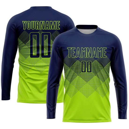 Soccer Green Custom Jersey Navy Sublimation Uniform Neon Soccer Green Custom Jersey Navy Sublimation Uniform Neon