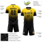 Sublimation Custom Fashion Fade Uniform Jersey Black Soccer Gold Sublimation Custom Fashion Fade Uniform Jersey Black Soccer Gold
