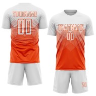 Custom White Sublimation Uniform Jersey Orange Soccer