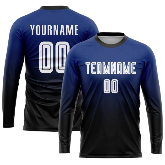 Fade Soccer Custom Jersey White-Black Royal Uniform Sublimation Fashion Fade Soccer Custom Jersey White-Black Royal Uniform Sublimation Fashion