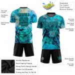 Soccer Custom Dye Tie Uniform Teal-Black Sublimation Jersey Soccer Custom Dye Tie Uniform Teal-Black Sublimation Jersey