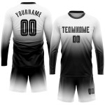 Fashion Sublimation Jersey Uniform Fade Black Sleeve Soccer Custom Long White Fashion Sublimation Jersey Uniform Fade Black Sleeve Soccer Custom Long White