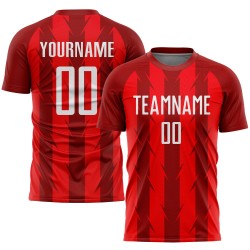 Custom Jersey Soccer Red Sublimation White Uniform