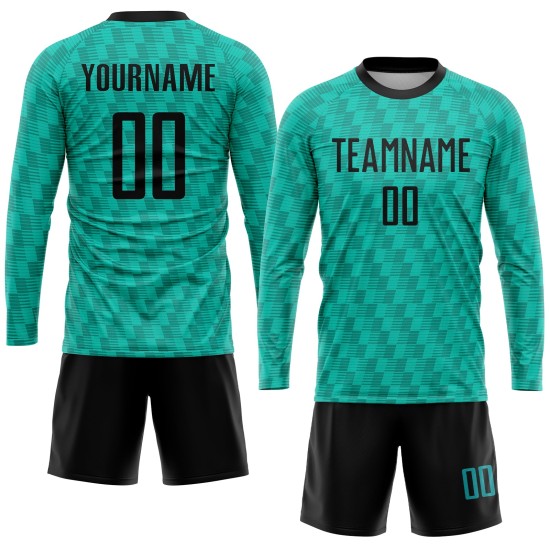 Sublimation Teal Jersey Black Uniform Soccer Custom Sublimation Teal Jersey Black Uniform Soccer Custom
