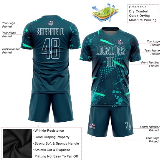 Green-Teal Uniform Jersey Soccer Sublimation Custom Green Green-Teal Uniform Jersey Soccer Sublimation Custom Green