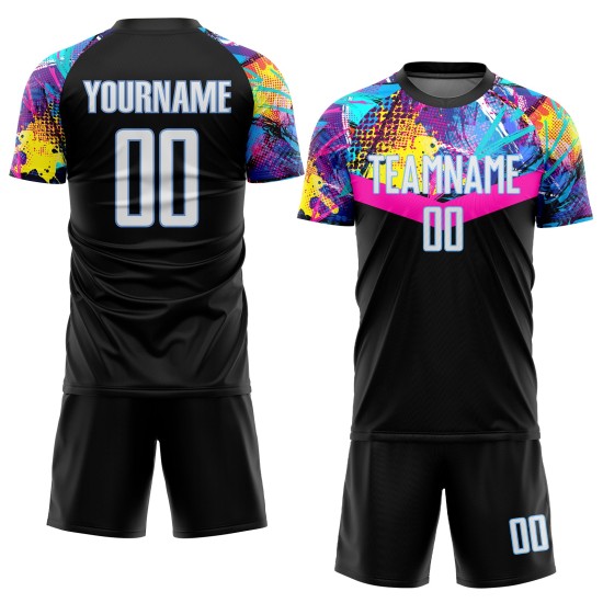 Blue Soccer Jersey Black Uniform White-Light Sublimation Custom Blue Soccer Jersey Black Uniform White-Light Sublimation Custom