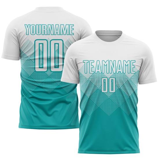 Aqua Jersey Soccer White Custom Uniform Sublimation Aqua Jersey Soccer White Custom Uniform Sublimation