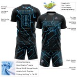 Lightning Black Soccer Sublimation Jersey Sky Blue Custom Uniform Lightning Black Soccer Sublimation Jersey Sky Blue Custom Uniform