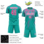 Soccer Custom Sublimation Aqua Jersey Uniform Pink-White Soccer Custom Sublimation Aqua Jersey Uniform Pink-White