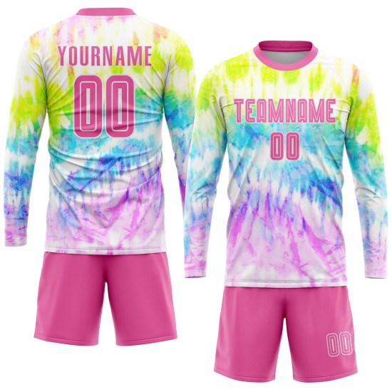 Tie Sublimation Custom Uniform Pink-White Dye Jersey Soccer Tie Sublimation Custom Uniform Pink-White Dye Jersey Soccer