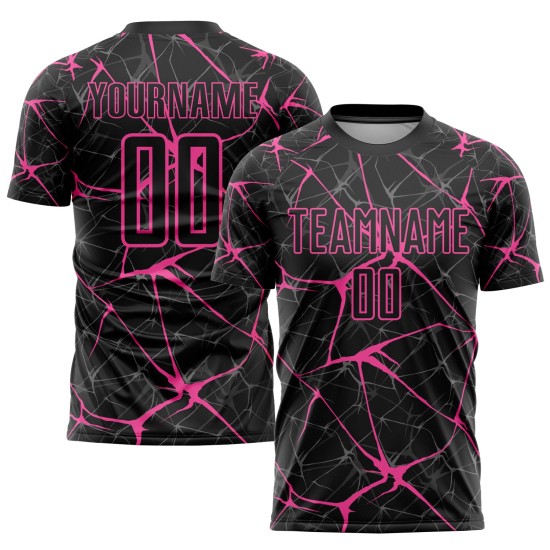 Sublimation Jersey Custom Uniform Pink Soccer Black Sublimation Jersey Custom Uniform Pink Soccer Black
