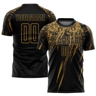 Black Old Sublimation Jersey Uniform Custom Gold Soccer