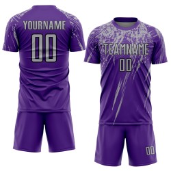 Purple Soccer Custom Gray-Black Uniform Jersey Sublimation