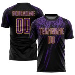 Black Custom Jersey Soccer Sublimation Purple-Gold Uniform Black Custom Jersey Soccer Sublimation Purple-Gold Uniform