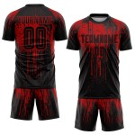 Soccer Jersey Black Sublimation Red Custom Uniform Soccer Jersey Black Sublimation Red Custom Uniform