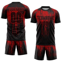 Soccer Jersey Black Sublimation Red Custom Uniform