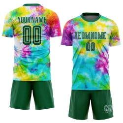 Soccer Jersey Sublimation Dye Kelly Custom Uniform Green-White Tie