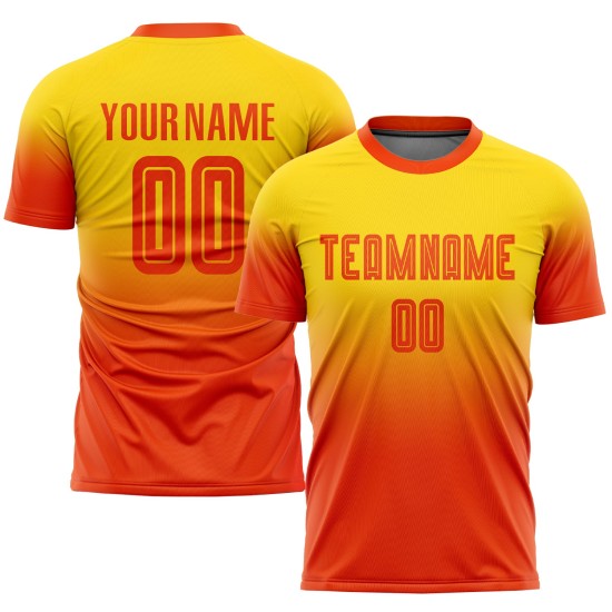 Custom Fashion Soccer Gold Sublimation Orange Uniform Jersey Fade Custom Fashion Soccer Gold Sublimation Orange Uniform Jersey Fade