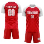 Soccer White Away Uniform Sublimation Red Custom Jersey Soccer White Away Uniform Sublimation Red Custom Jersey