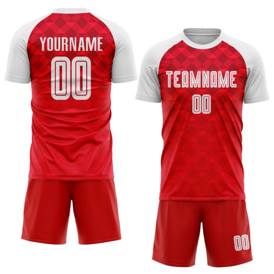 Soccer White Away Uniform Sublimation Red Custom Jersey Soccer White Away Uniform Sublimation Red Custom Jersey