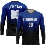 Fade Sleeve Soccer Sublimation Uniform Long White-Black Fashion Jersey Royal Custom Fade Sleeve Soccer Sublimation Uniform Long White-Black Fashion Jersey Royal Custom