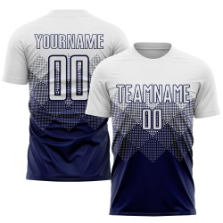 Uniform Soccer White Custom Jersey Navy Sublimation