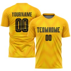 Custom Black Uniform Sublimation Gold Jersey Soccer