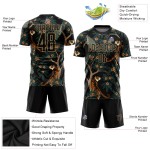 Black Gold Jersey Tiger Uniform Old Custom And Peacock Sublimation Soccer Black Gold Jersey Tiger Uniform Old Custom And Peacock Sublimation Soccer