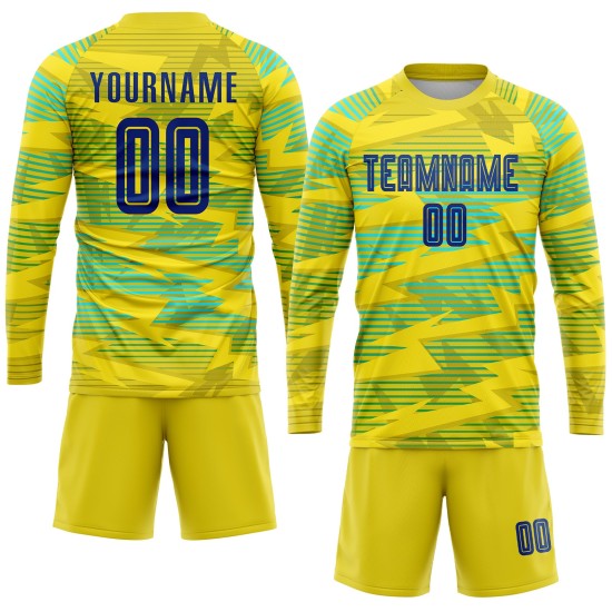 Uniform Sublimation Royal-Light Blue Custom Soccer Jersey Gold Away Uniform Sublimation Royal-Light Blue Custom Soccer Jersey Gold Away